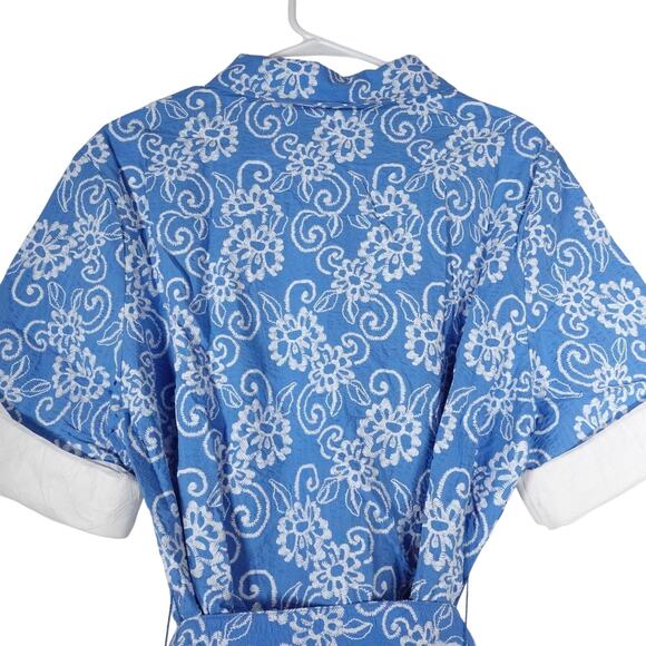 New Tuckernuck Riviera Painted Chintz Aurora Blue Floral Dress Retro Mod XL NWT - Picture 16 of 16